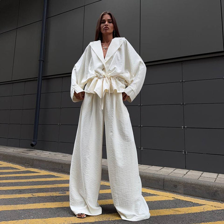 Damer elegant Oversized Blazer med knytbälte Mirla-Eva Jonsson
