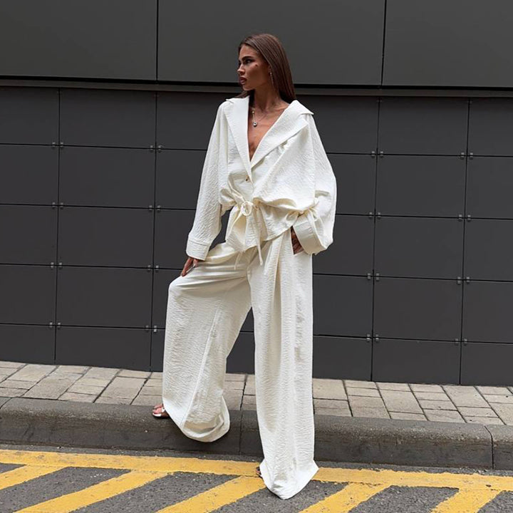 Damer elegant Oversized Blazer med knytbälte Mirla-Eva Jonsson