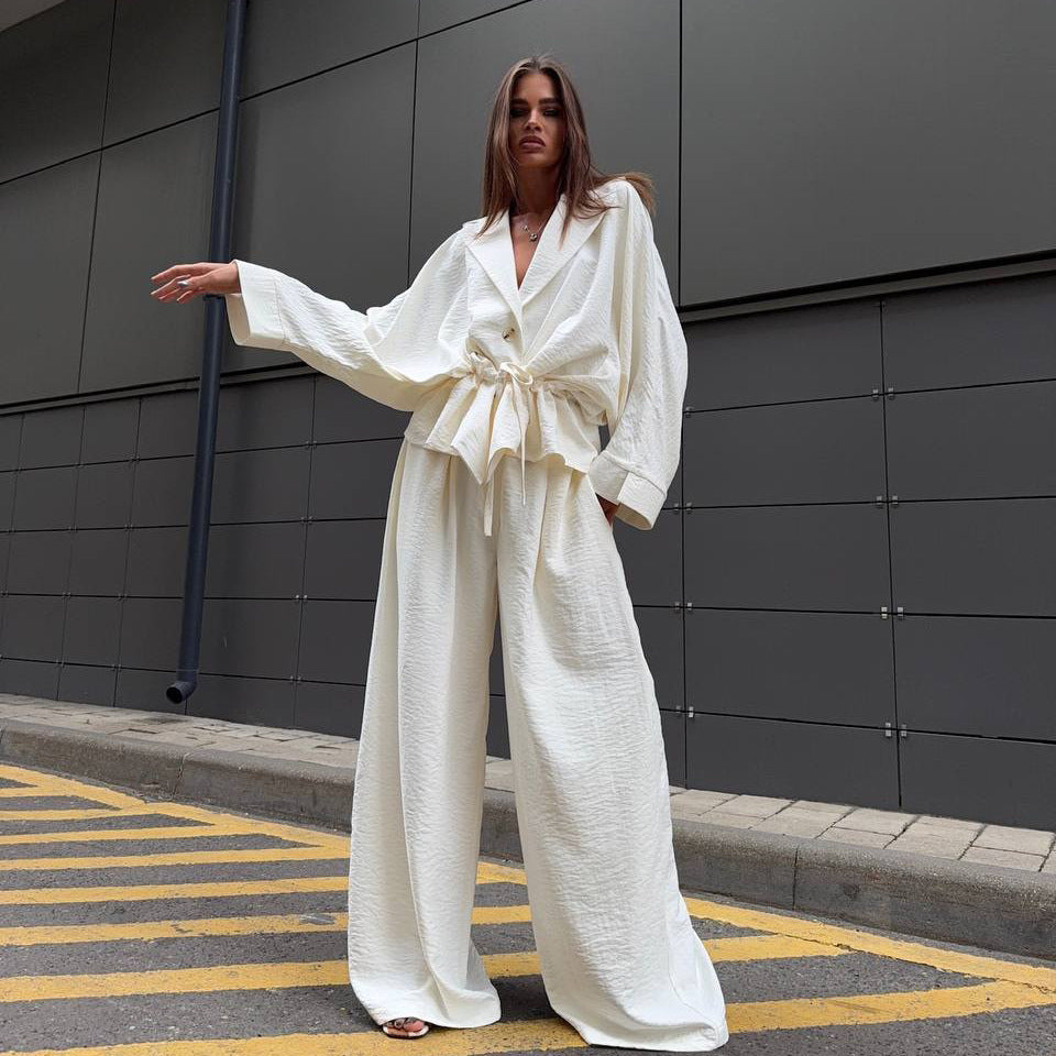 Damer elegant Oversized Blazer med knytbälte Mirla-Eva Jonsson