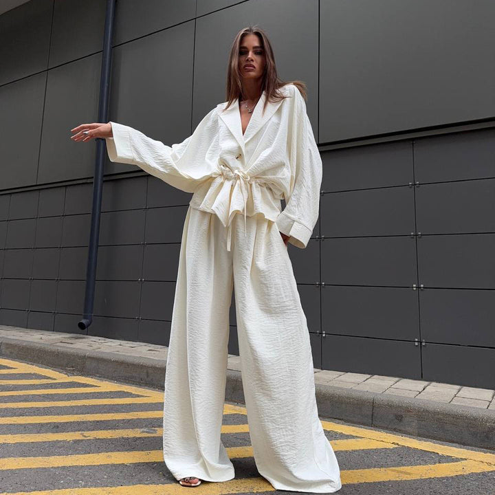 Damer elegant Oversized Blazer med knytbälte Mirla-Eva Jonsson