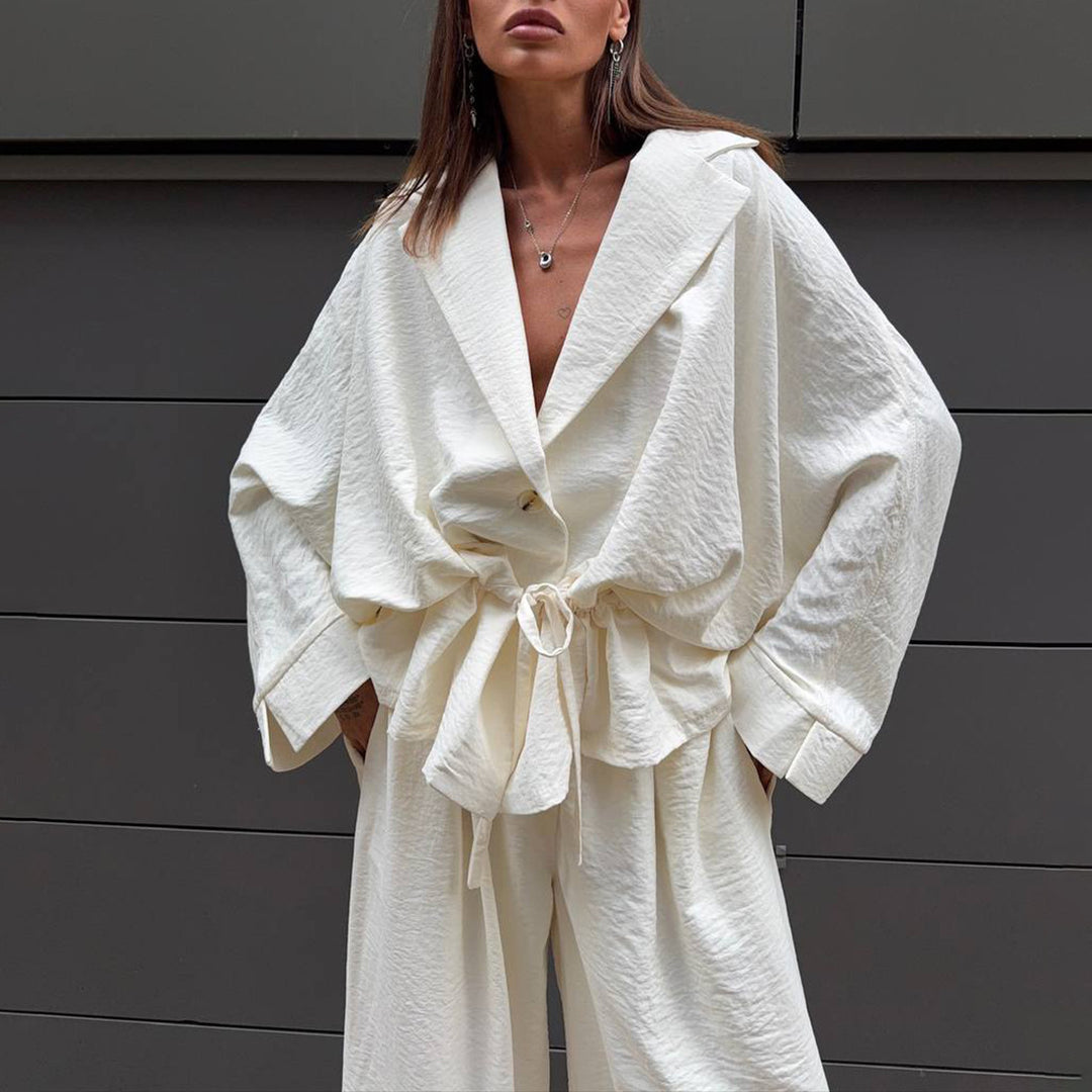 Damer elegant Oversized Blazer med knytbälte Mirla-Eva Jonsson