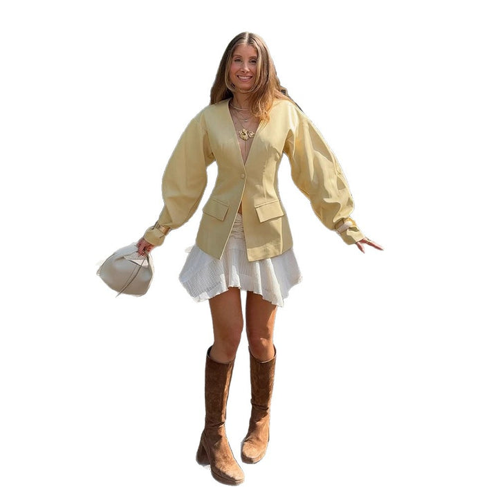 Damer elegant Oversized Blazer med puffärmar Eva Jonsson-Eva Jonsson
