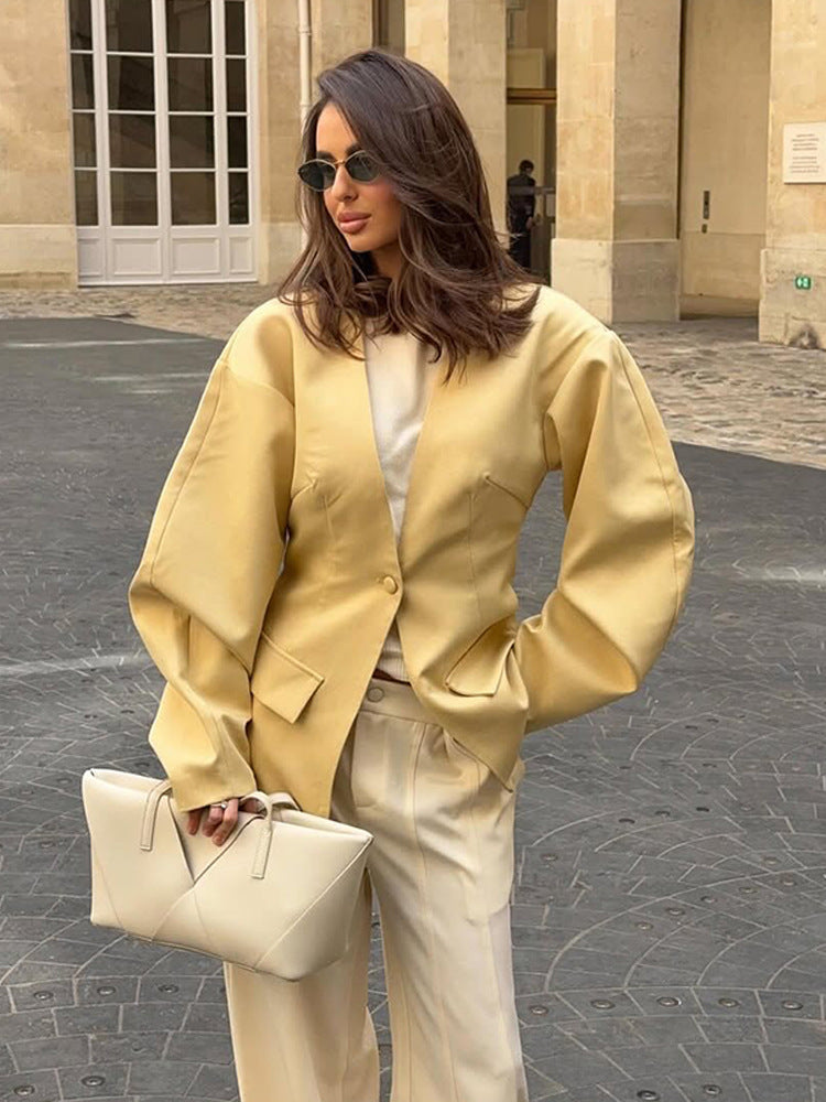 Damer elegant Oversized Blazer med puffärmar Eva Jonsson-Eva Jonsson