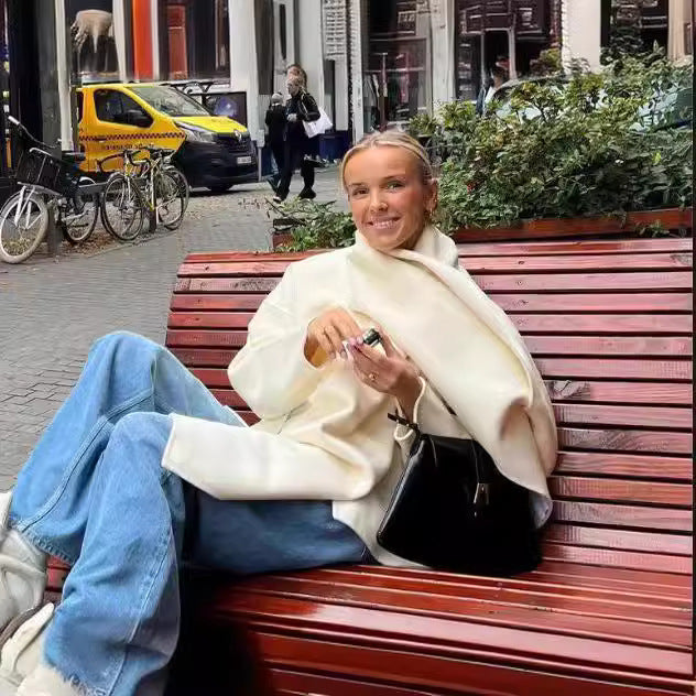 Damer elegant Oversized Jacka med voluminös krage Mirla-Eva Jonsson