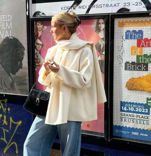 Damer elegant Oversized Jacka med voluminös krage Mirla-Eva Jonsson