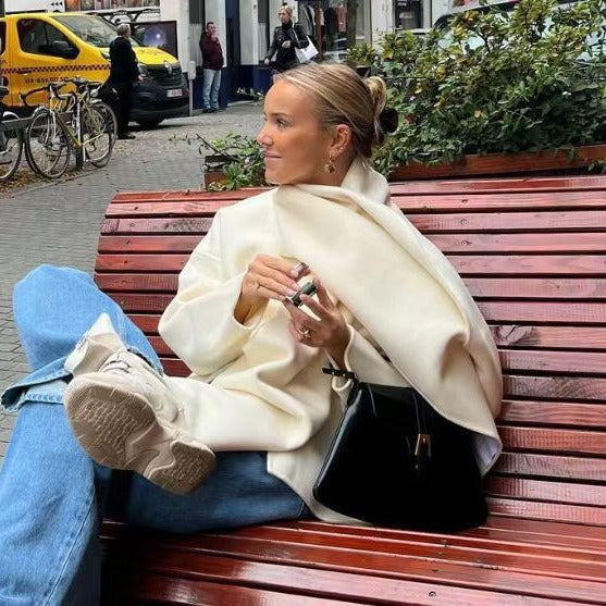 Damer elegant Oversized Jacka med voluminös krage Mirla-Eva Jonsson
