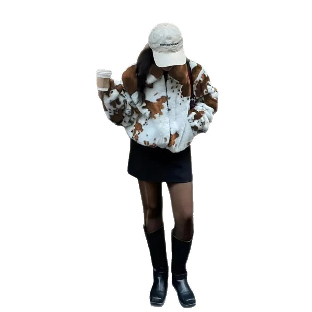 Damer elegant Oversized-pälsjacka med djurdesign Mirla-Eva Jonsson
