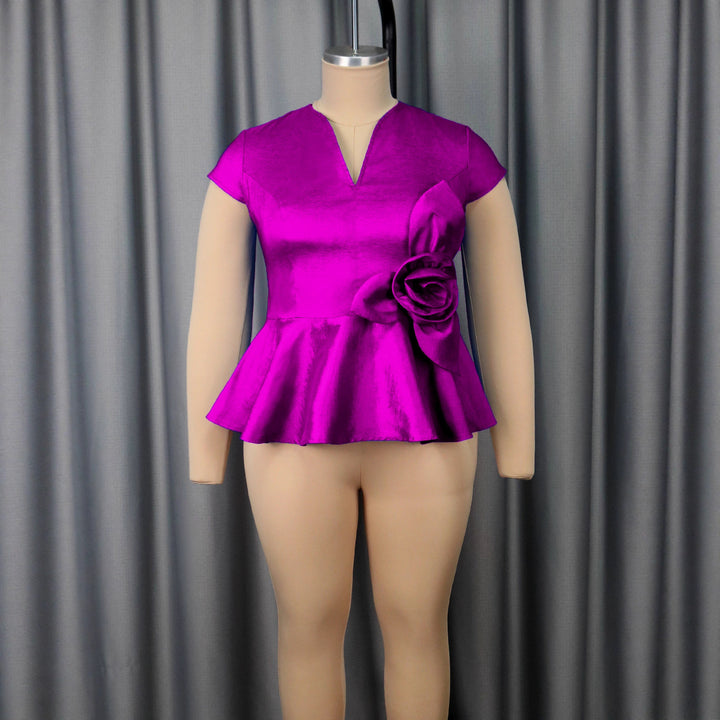 Damer elegant Peplum-top med blommigt detaljer Mirla-Eva Jonsson