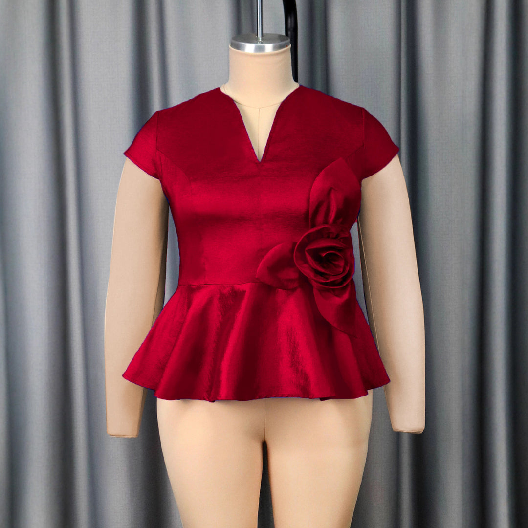 Damer elegant Peplum-top med blommigt detaljer Mirla-Eva Jonsson