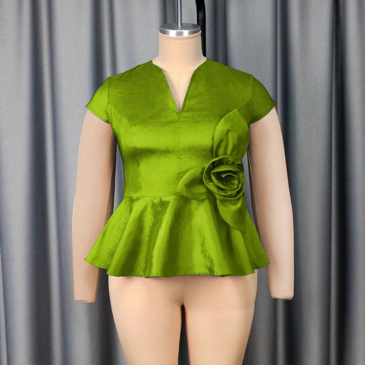 Damer elegant Peplum-top med blommigt detaljer Mirla-Eva Jonsson