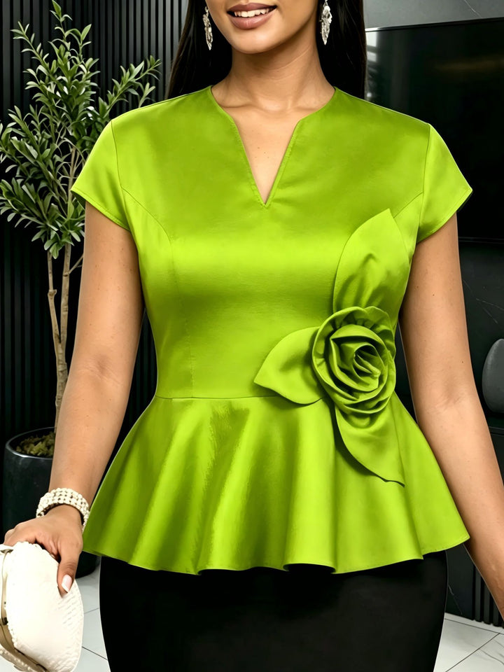 Damer elegant Peplum-top med blommigt detaljer Mirla-Eva Jonsson
