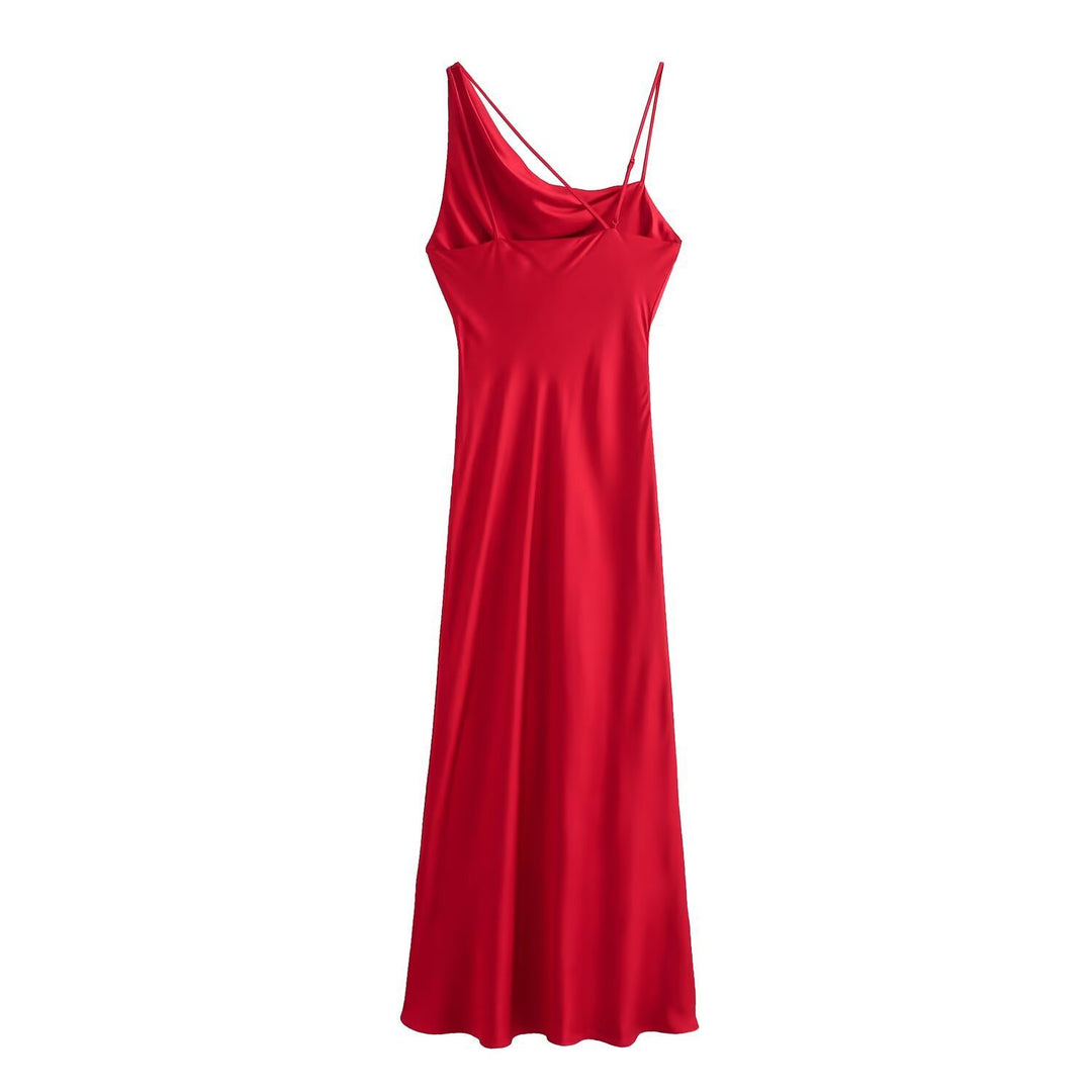 Damer elegant Spagetti-bärndress med flytande snitt och förförisk drapering Mirla-Eva Jonsson