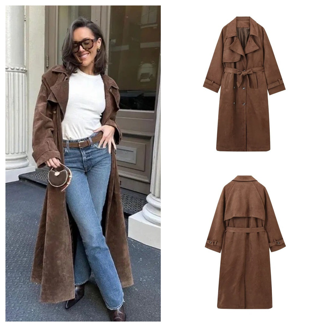 Damer elegant Suede Trenchcoat Mirla-Eva Jonsson