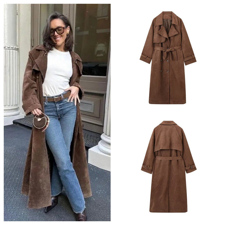 Damer elegant Suede Trenchcoat Mirla-Eva Jonsson