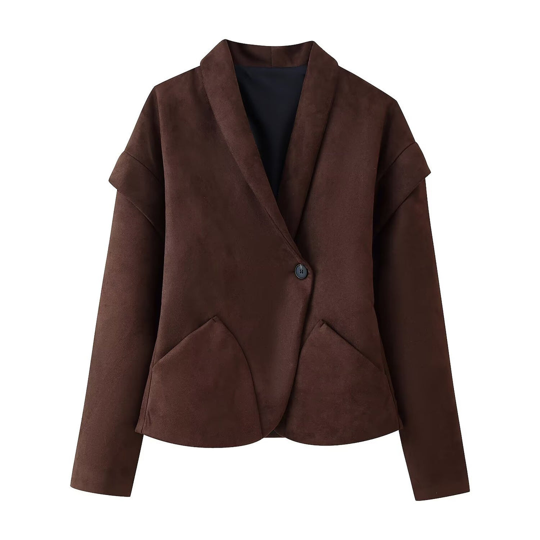 Damer elegant Suede-jacka med stiliga fickor Mirla-Eva Jonsson