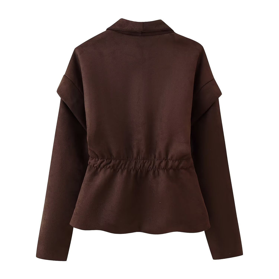 Damer elegant Suede-jacka med stiliga fickor Mirla-Eva Jonsson