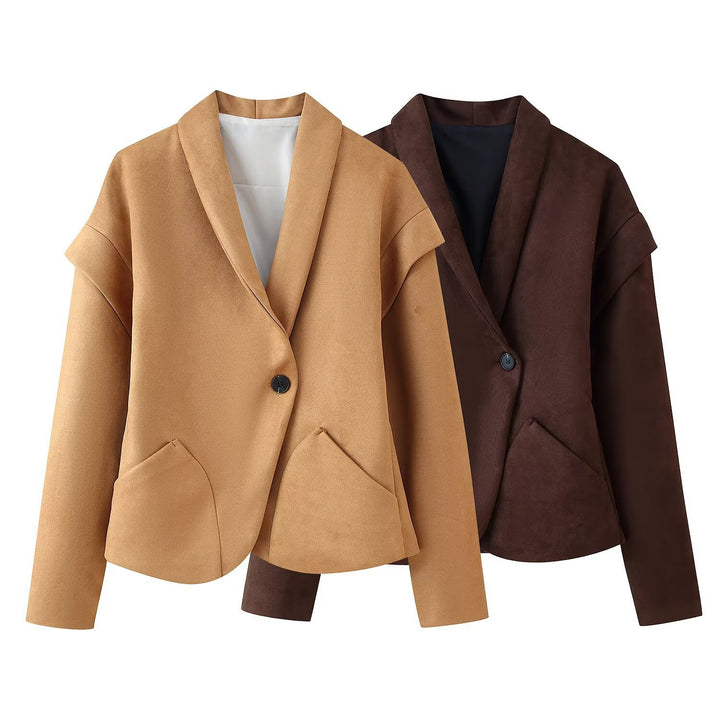 Damer elegant Suede-jacka med stiliga fickor Mirla-Eva Jonsson