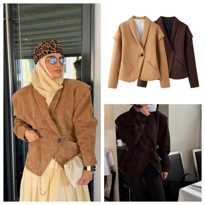 Damer elegant Suede-jacka med stiliga fickor Mirla-Eva Jonsson