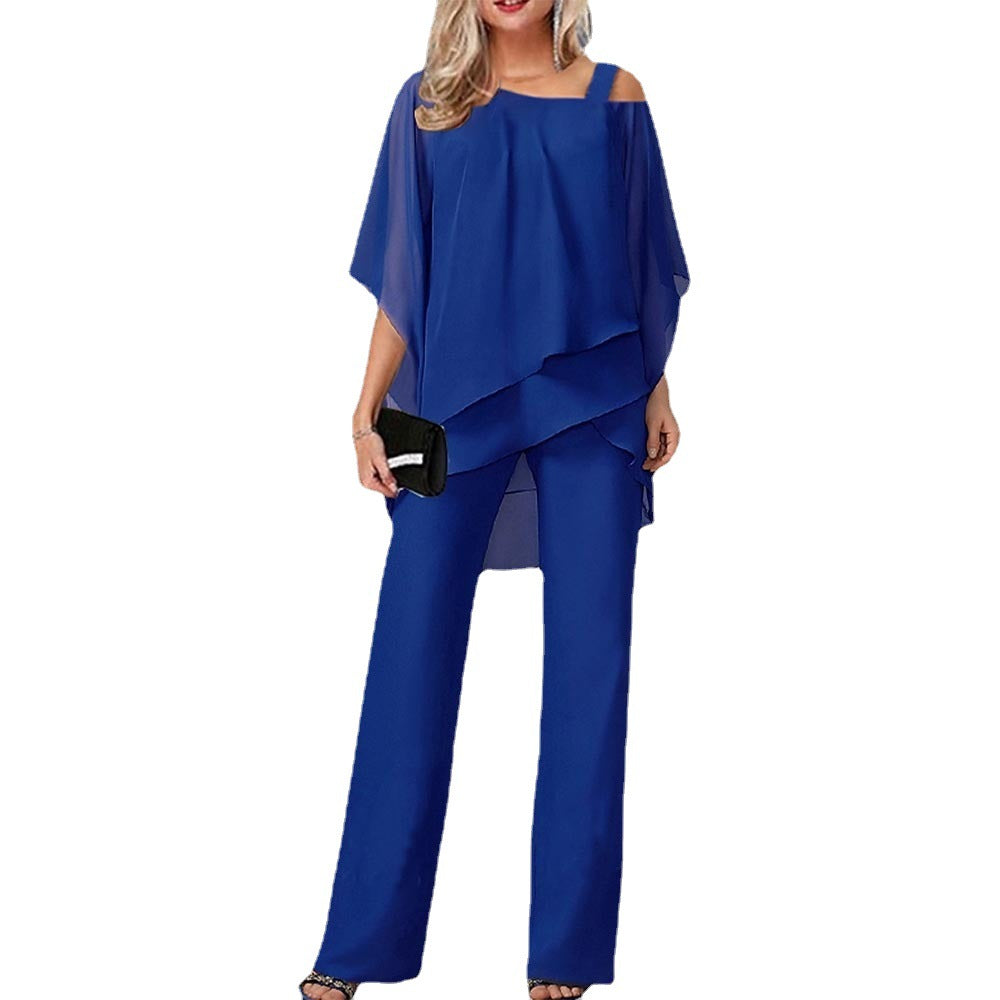 Damer elegant Two-Piece kombination med avslappnad skärning och axelbart design Mirla-Eva Jonsson