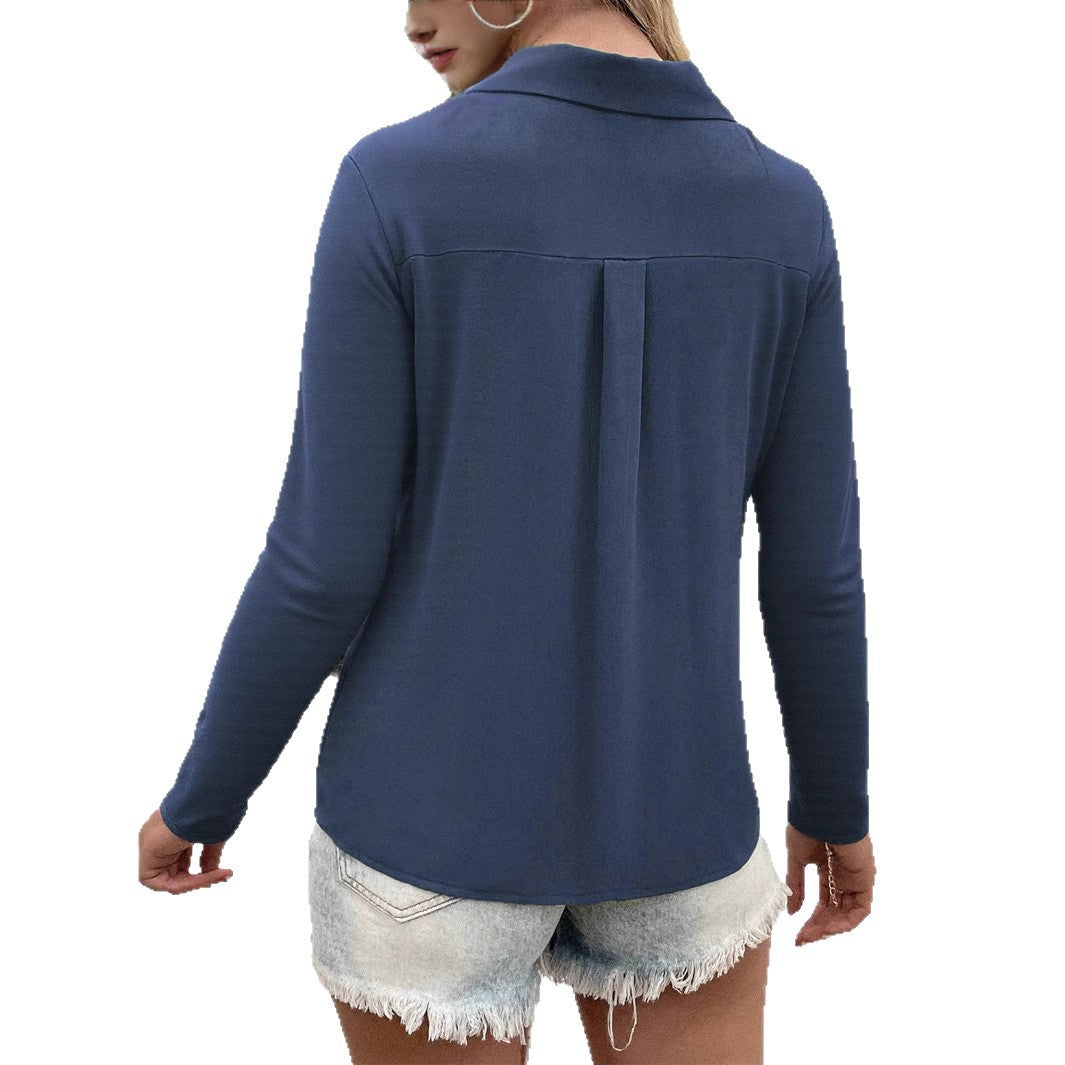 Damer elegant V-utsnitt blus med knappdetaljer Mirla-Eva Jonsson