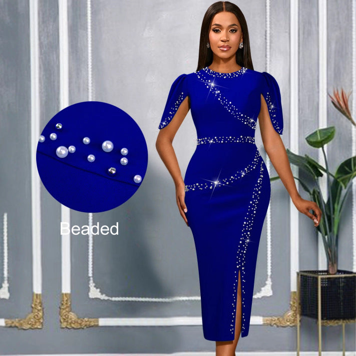 Damer elegant aftonklänning med glittrande accenter och sidospalt Mirla-Eva Jonsson