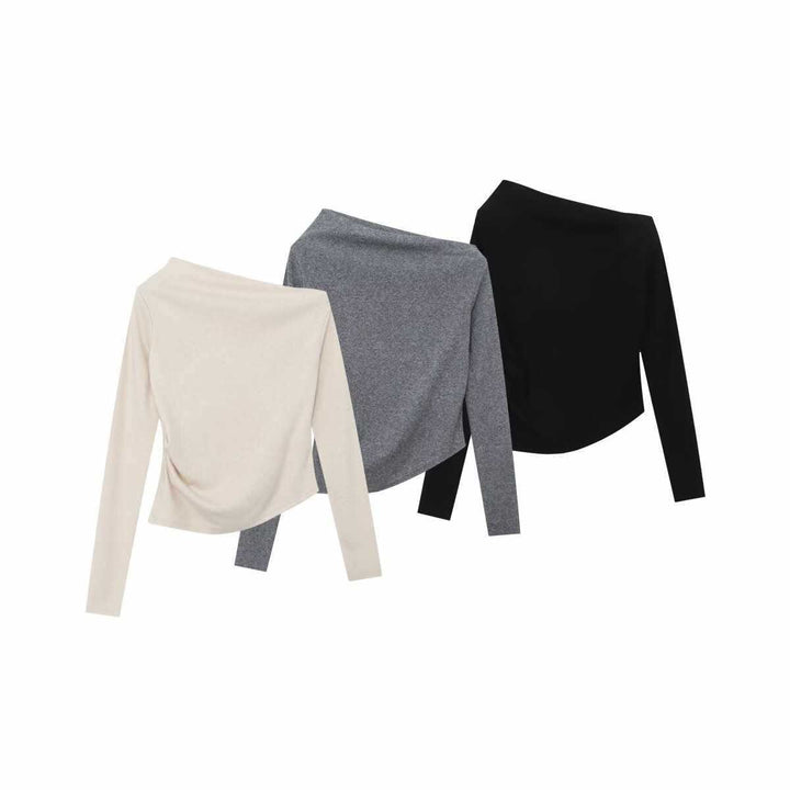 Damer elegant asymmetrisk långärmad topp Mirla-Eva Jonsson