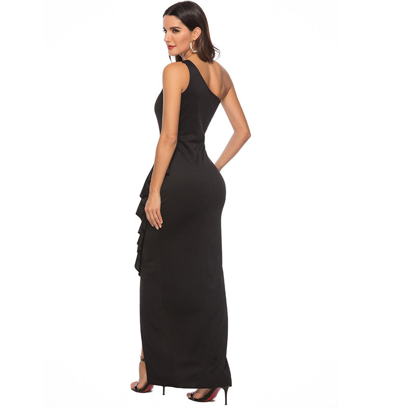 Damer elegant asymmetrisk maxikjol med volanger och slits Mirla-Eva Jonsson