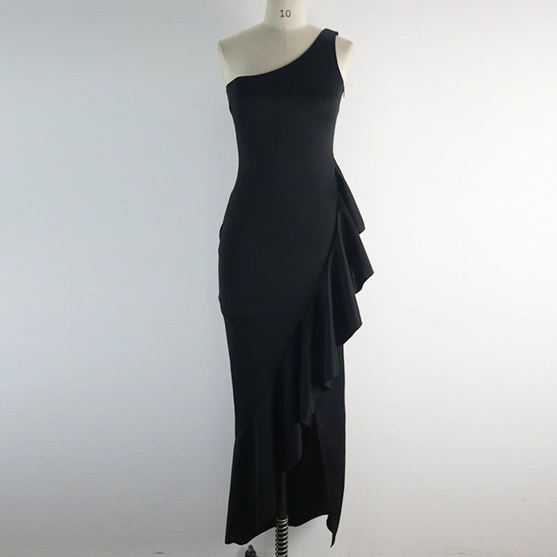 Damer elegant asymmetrisk maxikjol med volanger och slits Mirla-Eva Jonsson