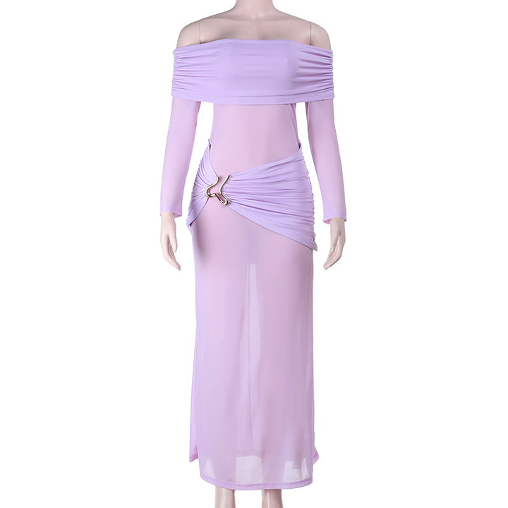 Damer elegant axelbandlöst maxiklänning med raffinerade draperingsdetaljer Mirla-Eva Jonsson