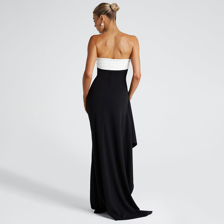 Damer elegant bandeau maxikjol med sidospalt och kontrasterande överdel Mirla-Eva Jonsson