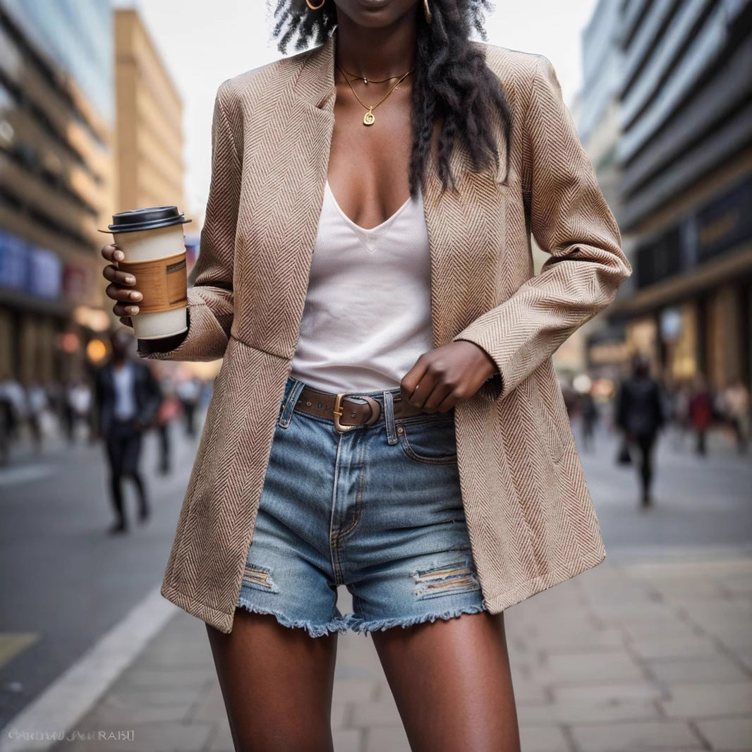 Damer elegant blazer i herringbone-mönster Mirla-Eva Jonsson