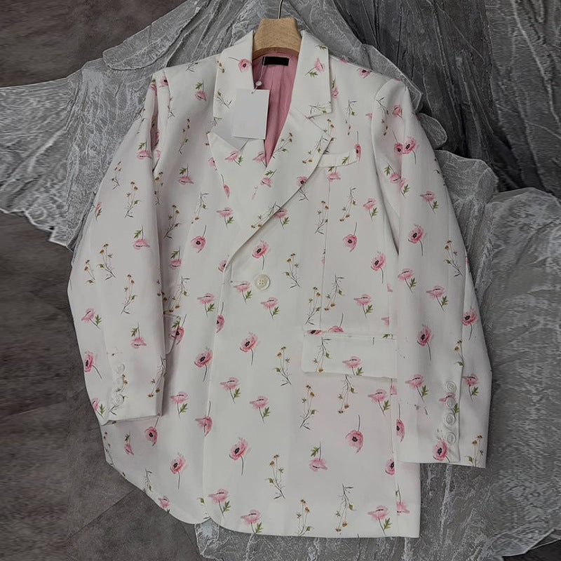 Damer elegant blazer-klänning med blommiga accenter Mirla-Eva Jonsson