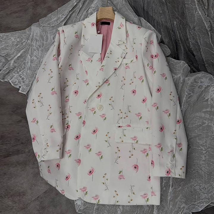 Damer elegant blazer-klänning med blommiga accenter Mirla-Eva Jonsson
