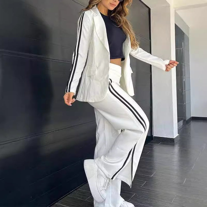 Damer elegant blazer kostym med vida byxor Mirla-Eva Jonsson
