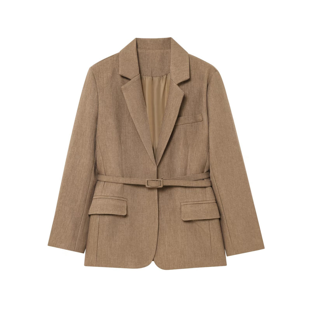 Damer elegant blazer med bälte och strukturerad tyg Mirla-Eva Jonsson
