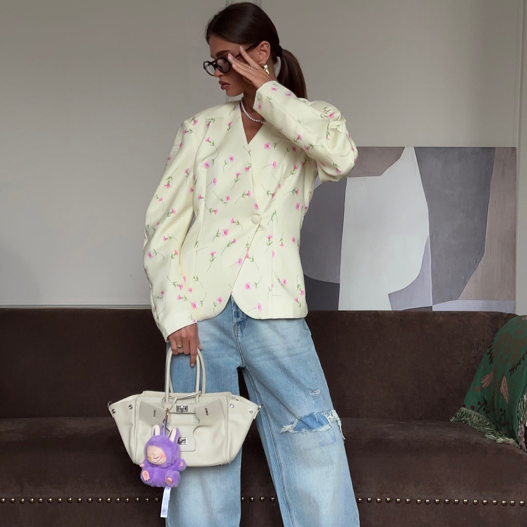 Damer elegant blazer med blommönster Mirla-Eva Jonsson