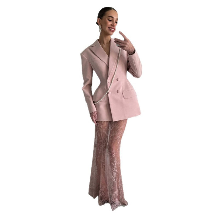 Damer elegant blazer med figursydd passform och dubbelknäppning Eva Jonsson-Eva Jonsson