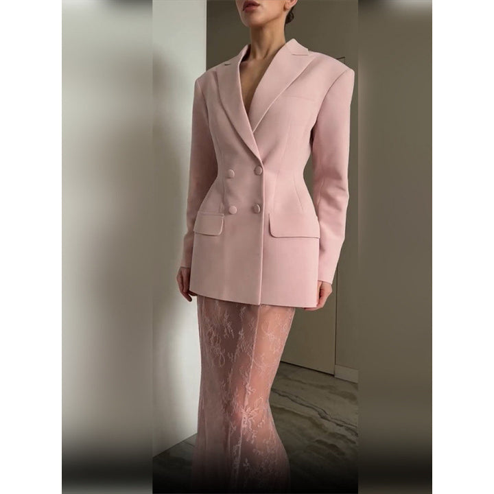 Damer elegant blazer med figursydd passform och dubbelknäppning Eva Jonsson-Eva Jonsson