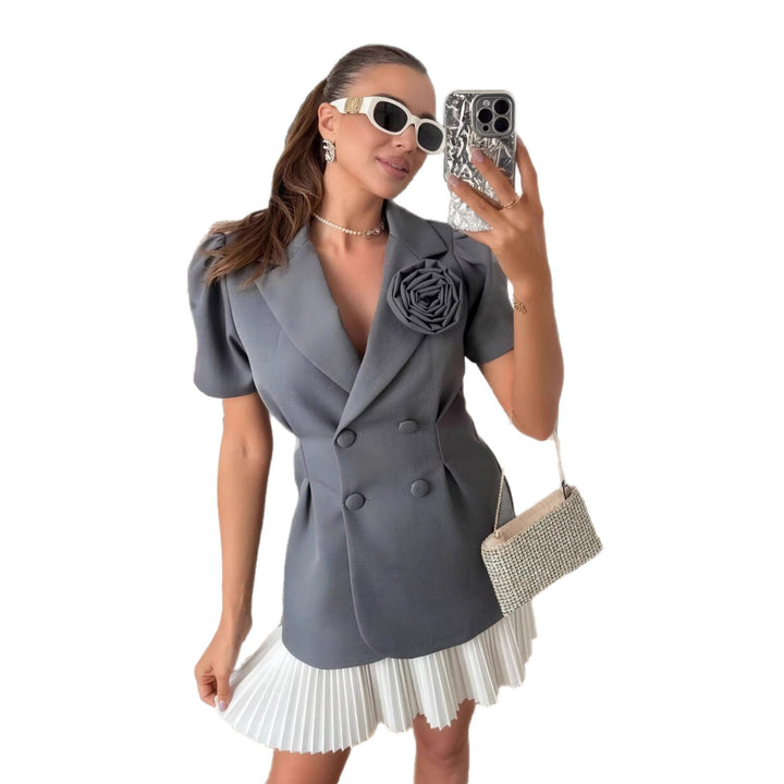 Damer elegant blazer med puffärmar och blommig detalj Mirla-Eva Jonsson