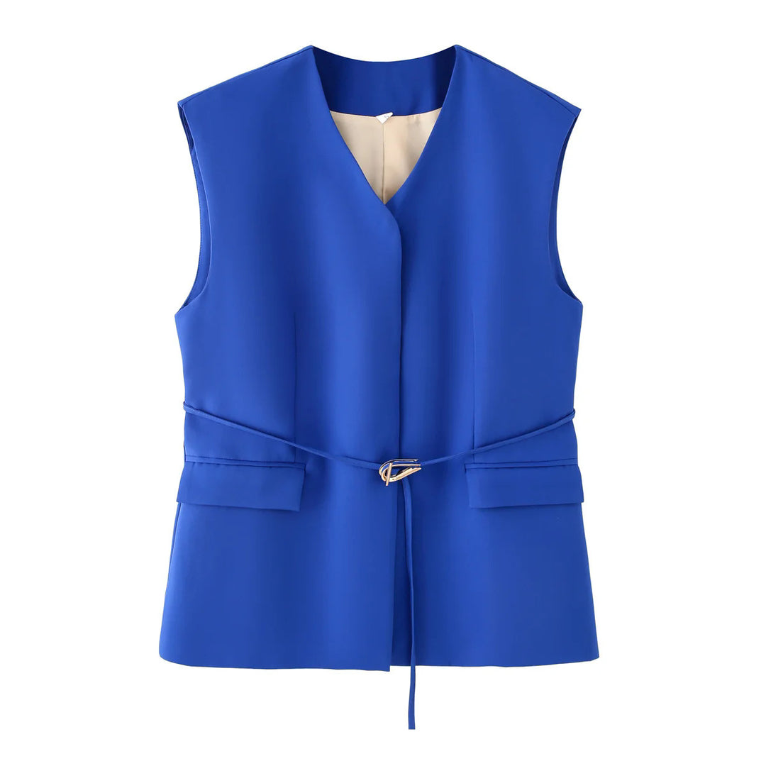 Damer elegant blazer- och byxensemble med modern bälte Mirla-Eva Jonsson