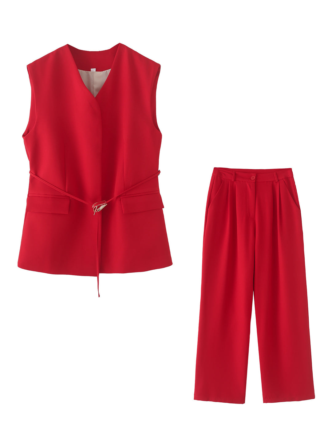 Damer elegant blazer- och byxensemble med modern bälte Mirla-Eva Jonsson