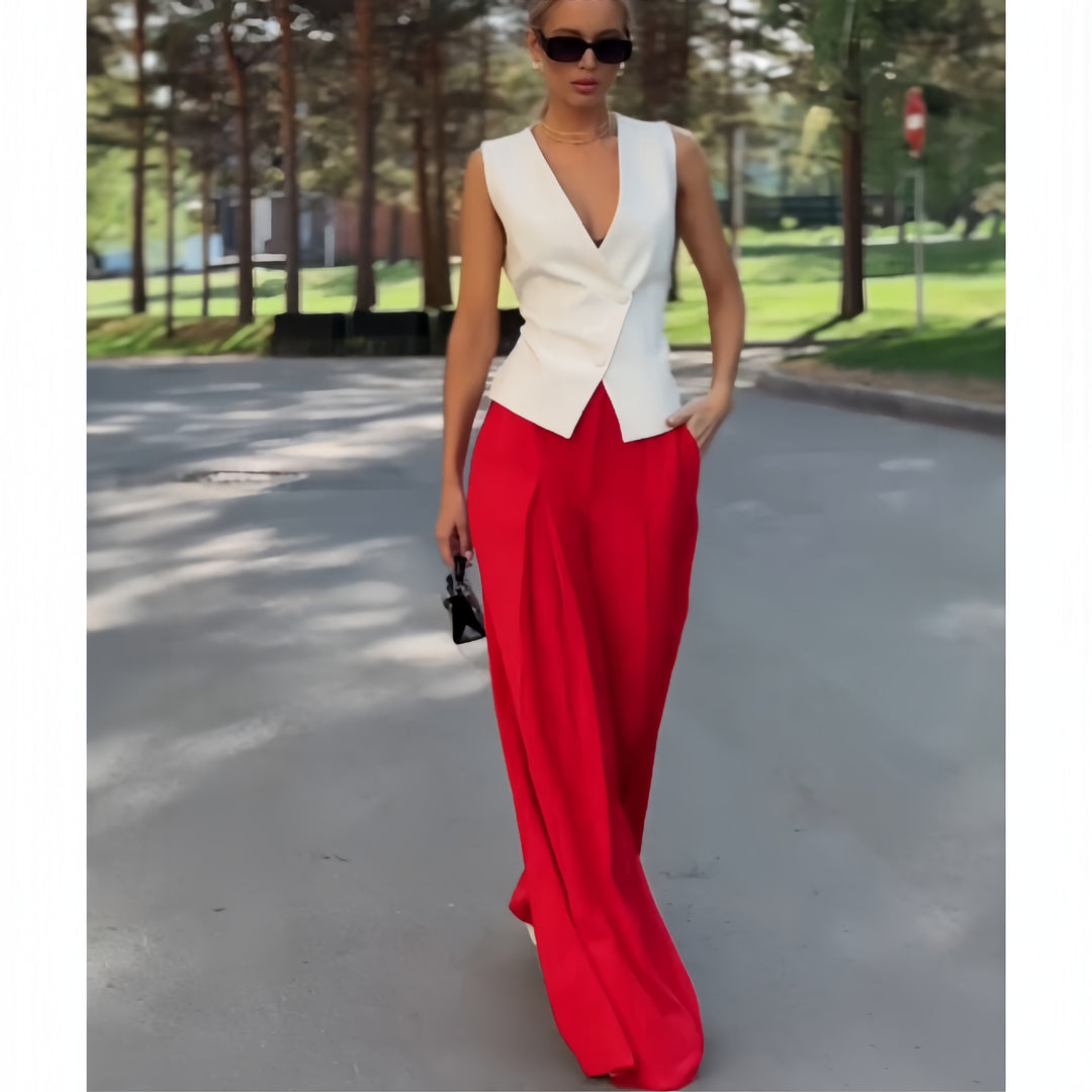 Damer elegant blazer-set med vida byxor Eva Jonsson-Eva Jonsson