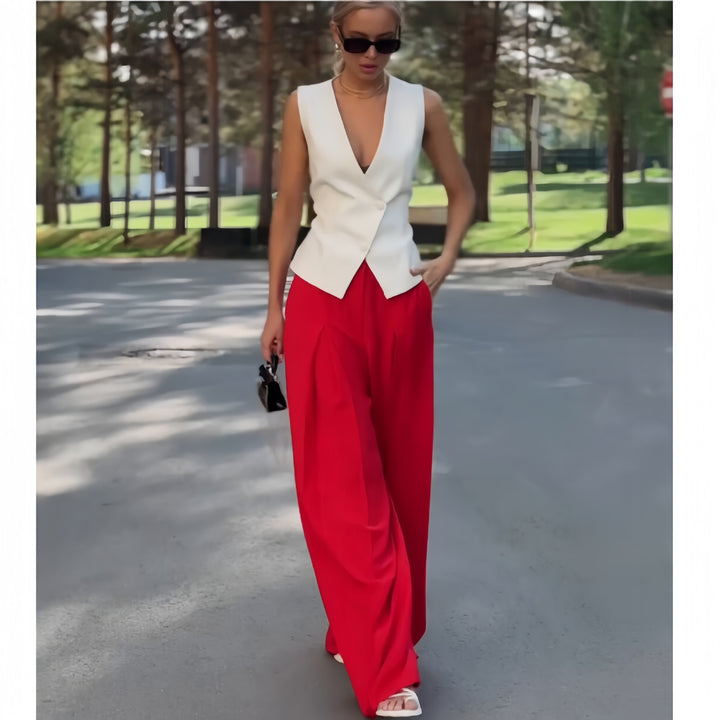 Damer elegant blazer-set med vida byxor Mirla-Eva Jonsson
