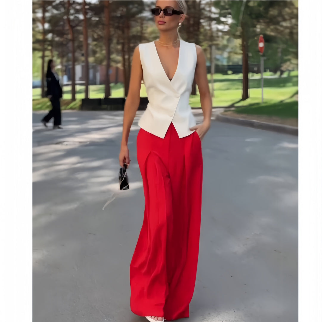 Damer elegant blazer-set med vida byxor Mirla-Eva Jonsson