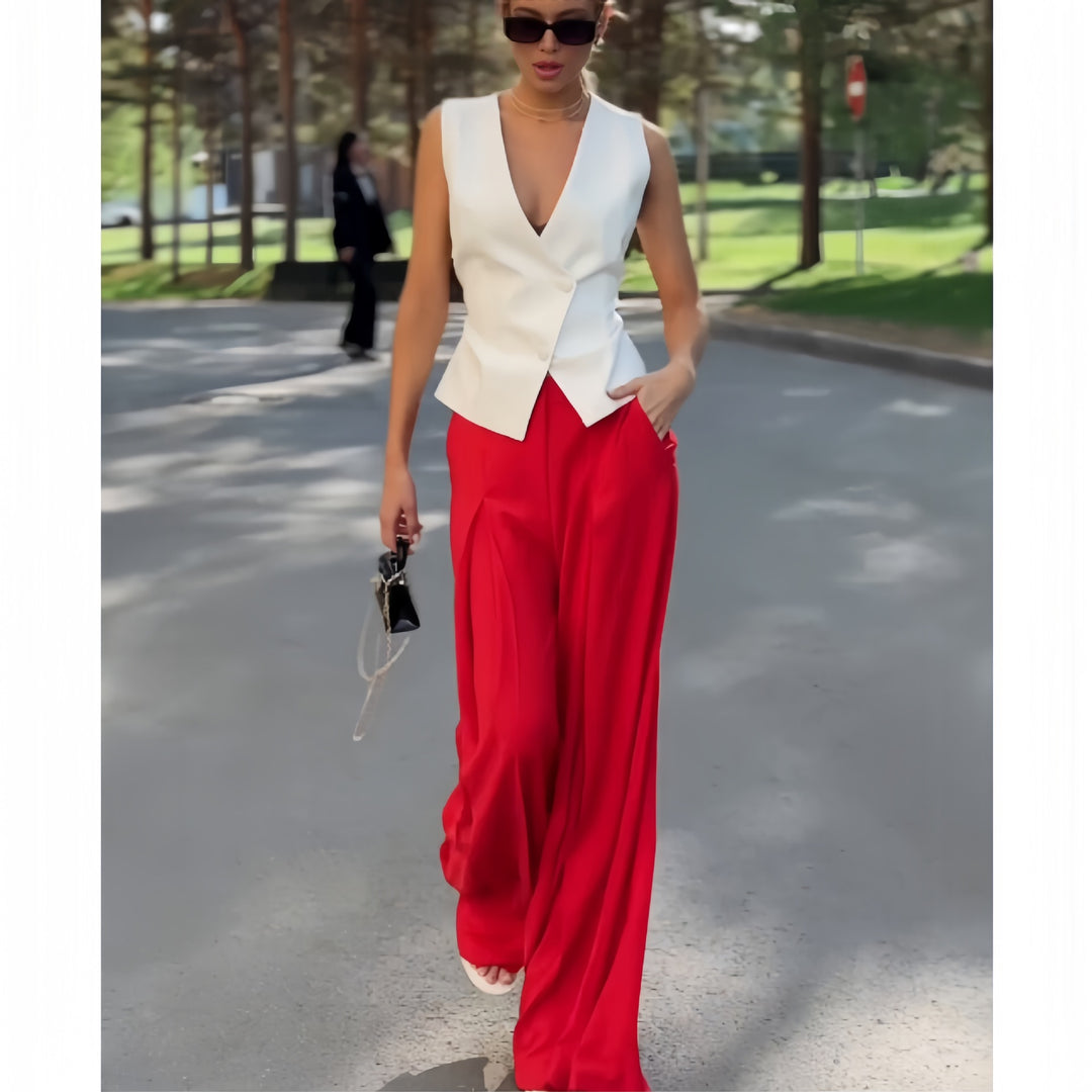 Damer elegant blazer-set med vida byxor Mirla-Eva Jonsson