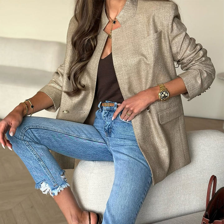 Damer elegant blazerjacka med strukturerad yta och moderna detaljer Mirla-Eva Jonsson
