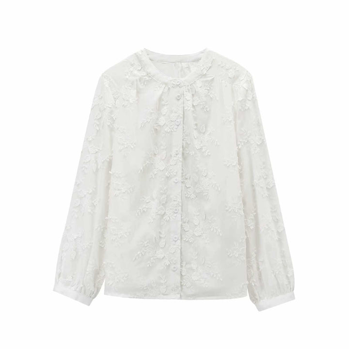 Damer elegant blus med blommigt broderidesign Mirla-Eva Jonsson