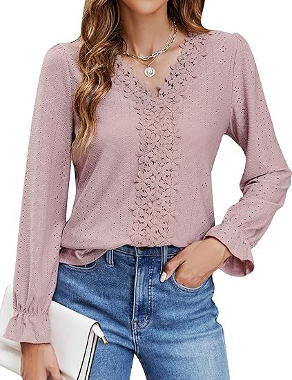 Damer elegant blus med blommönster och V-ringning Mirla-Eva Jonsson