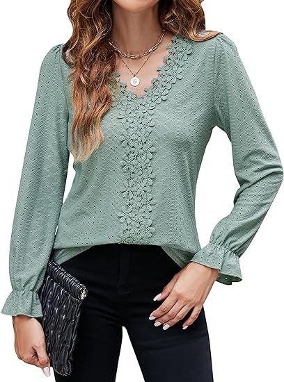 Damer elegant blus med blommönster och V-ringning Mirla-Eva Jonsson