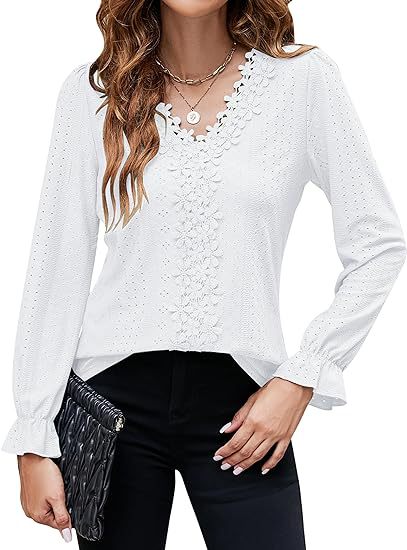 Damer elegant blus med blommönster och V-ringning Mirla-Eva Jonsson